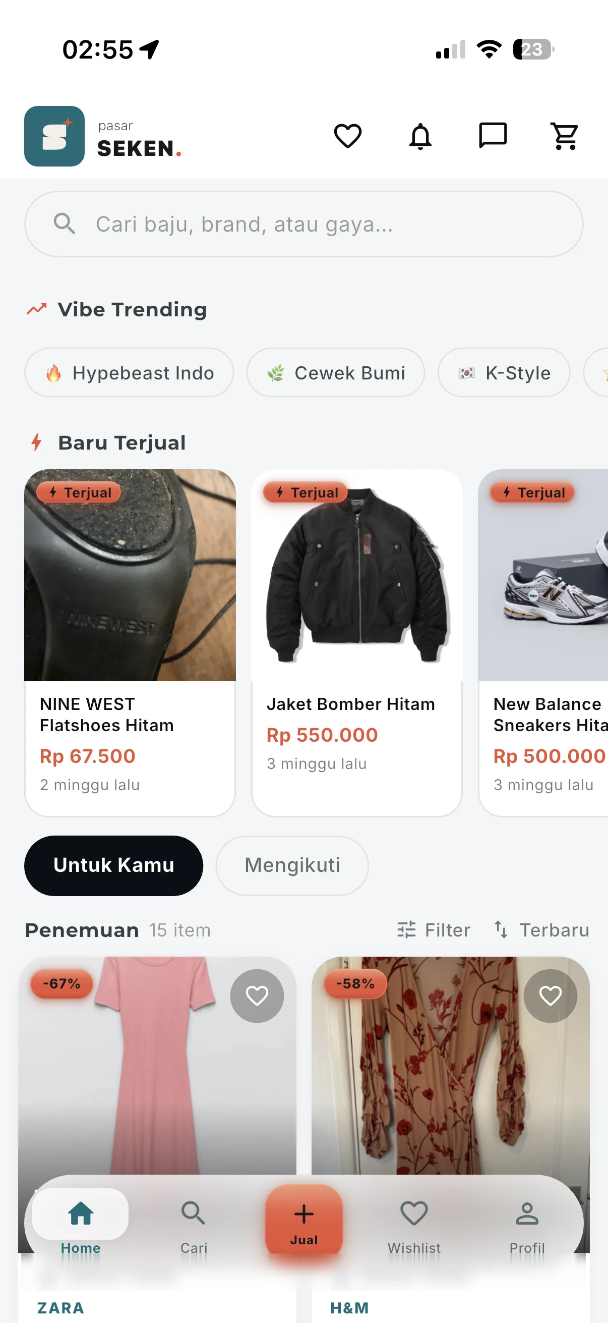 Pasar Seken mobile home feed
