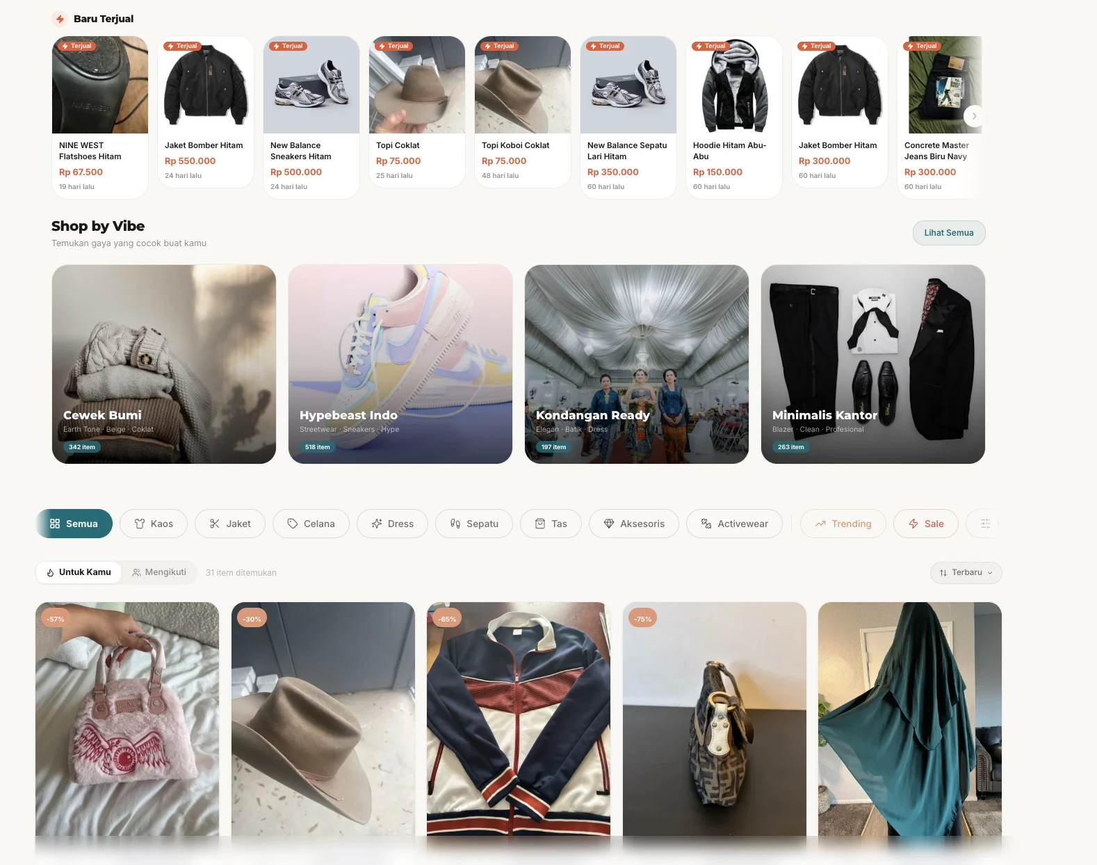 Pasar Seken marketplace web interface