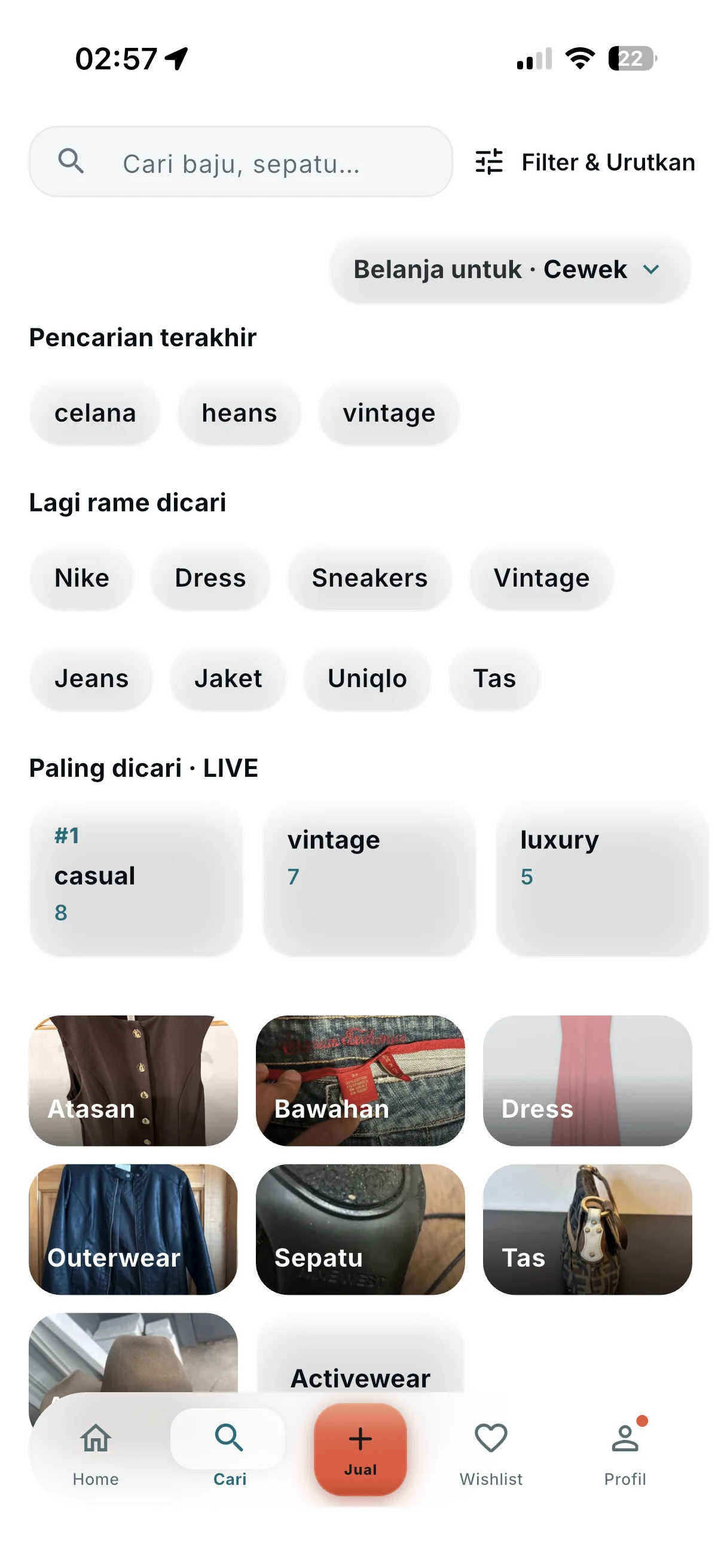 Pasar Seken search and discovery